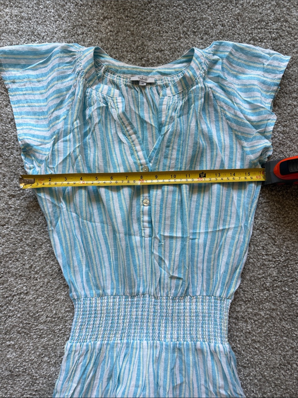 Rails Augustine Light Blue Striped Smocked-Waist Mini Dress Size XS - Picture 12 of 12